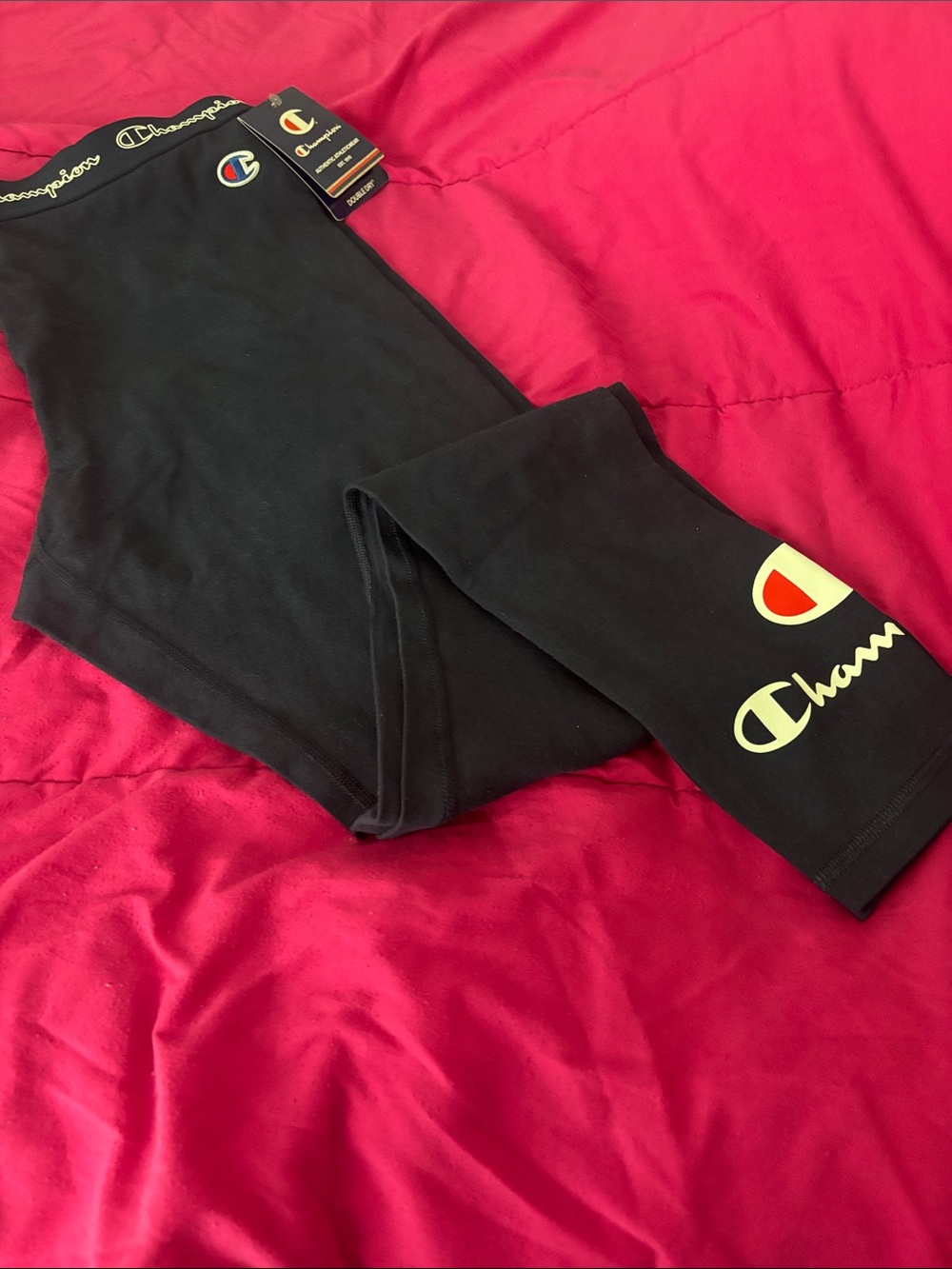 Champion Double Dry navy blue Logo Leggings with Waistband Branding